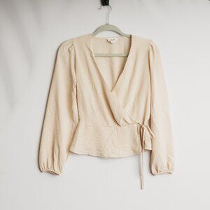 Olive & Oak Blush Cream Ivory Wrap Tie Front Blouse